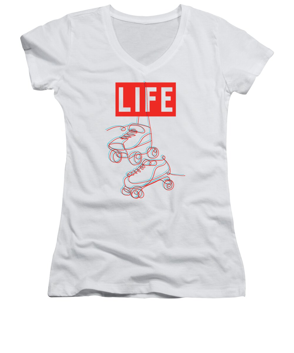 Roller Skates Women's V-Neck featuring the photograph Roller Skates by LIFE Picture Collection