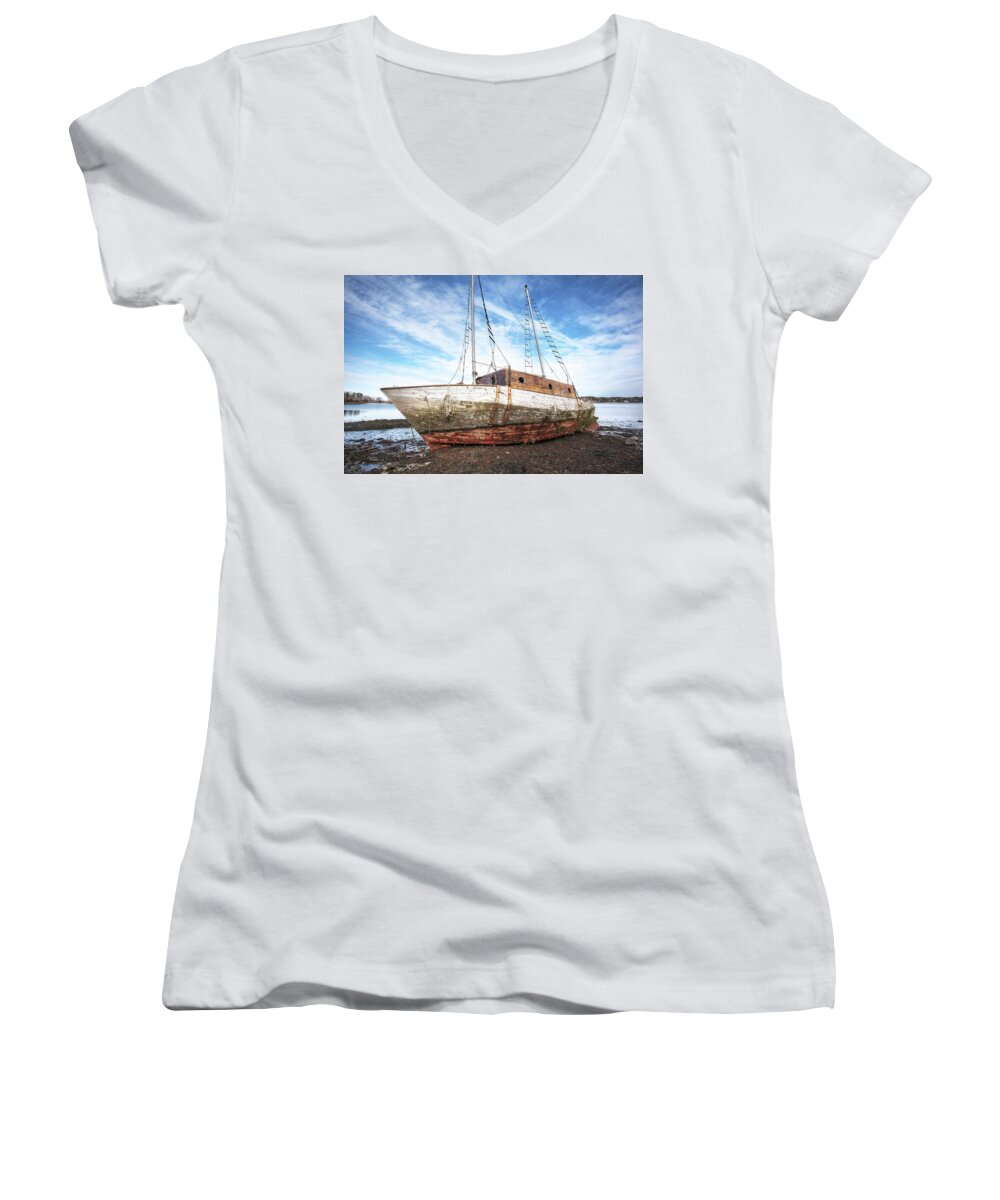 Shipwreck Women's V-Neck featuring the photograph Shipwreck by Eric Gendron