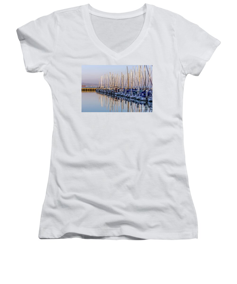Marina Women's V-Neck featuring the photograph South Beach Marina by Kate Brown