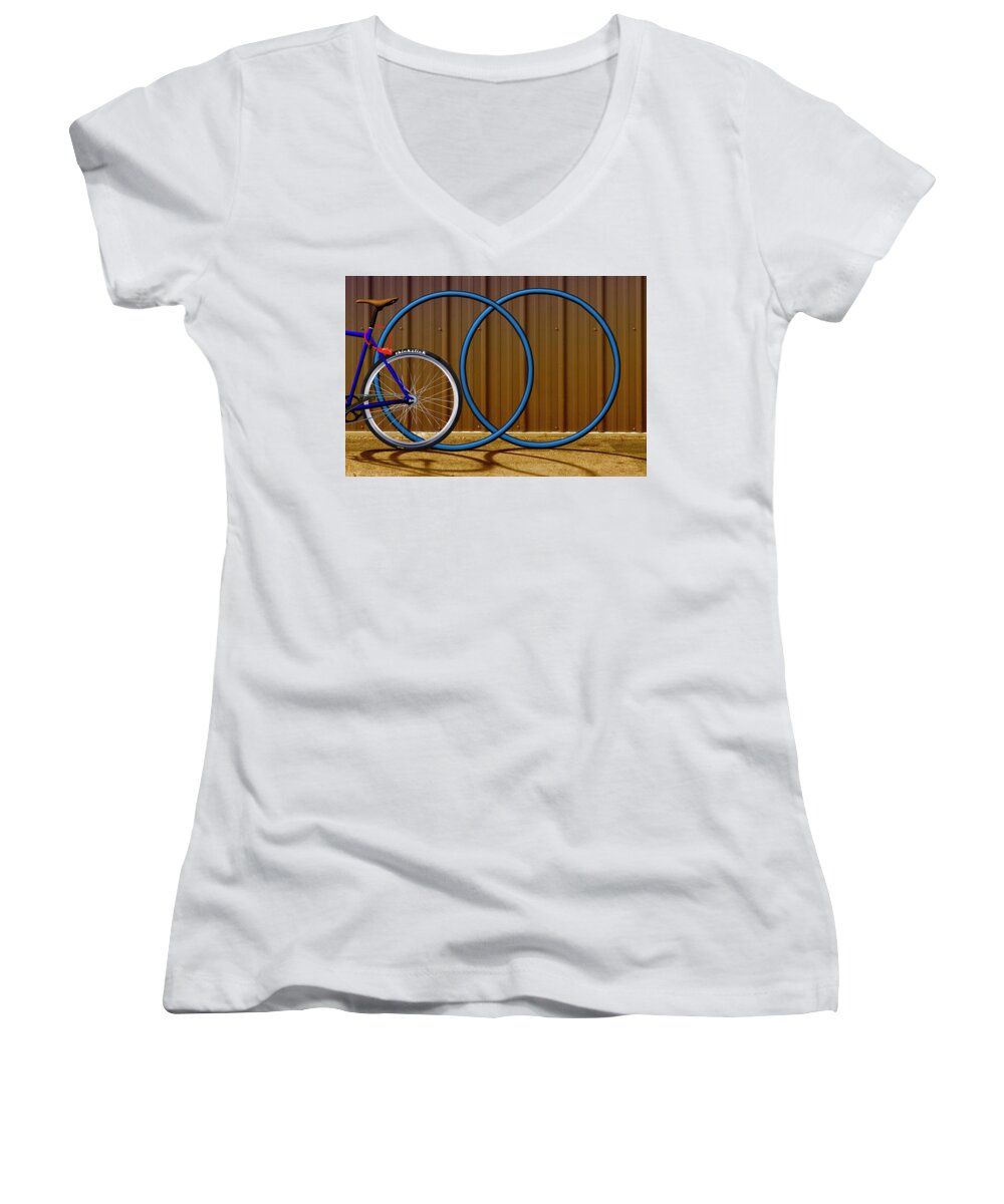 Thick Slick Women's V-Neck featuring the photograph Thick Slick by Paul Wear