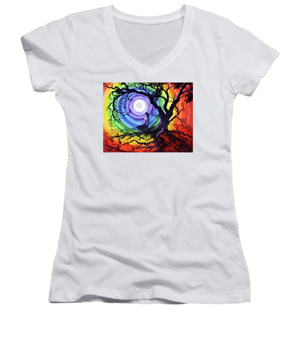 Gypsy Women's V-Neck featuring the painting Tree of Life Meditation by Laura Iverson