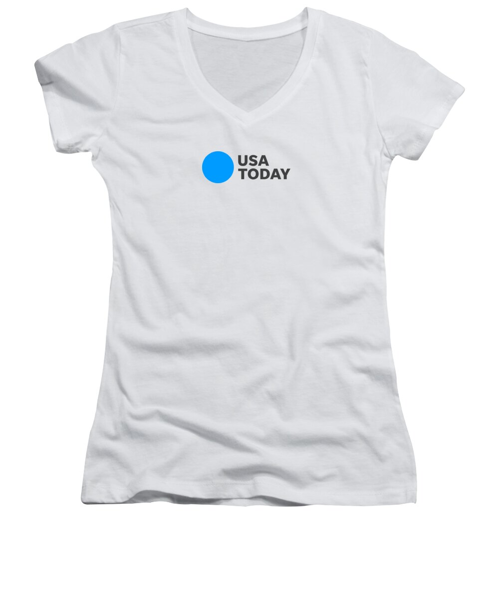 Usa Today Women's V-Neck featuring the digital art USA TODAY Black Logo by Gannett Co