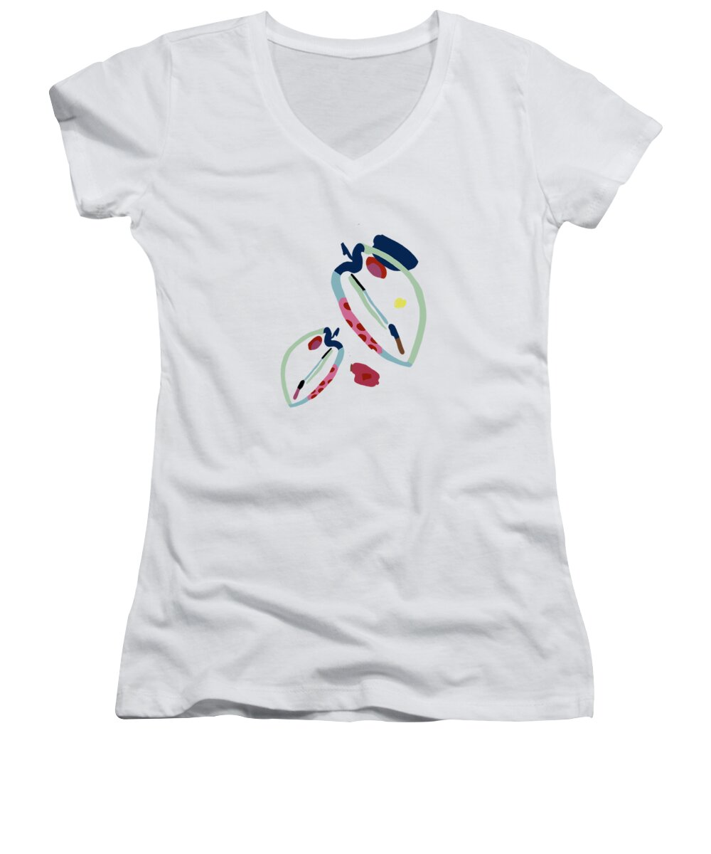 Utopia Women's V-Neck featuring the painting Utopia by Portraits By NC