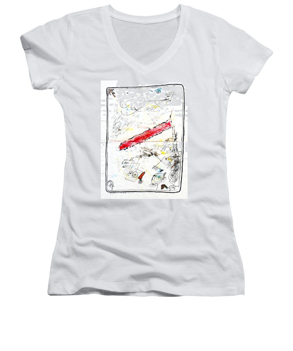 Blood Women's V-Neck featuring the painting Wounded Verwundet by Dietmar Scherf