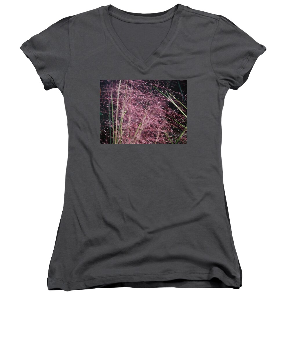 Grass Women's V-Neck featuring the photograph Grassy Abstract by Eric Tressler