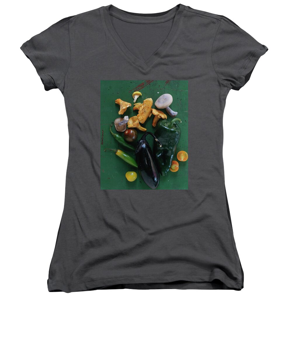 Fruits Women's V-Neck featuring the photograph A Pile Of Vegetables by Romulo Yanes