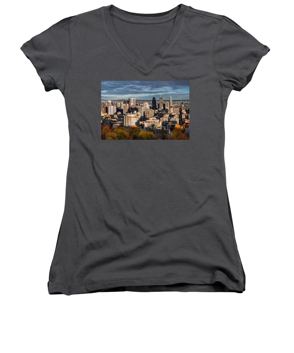 Day Women's V-Neck featuring the photograph Mont Royal #1 by Mihai Andritoiu