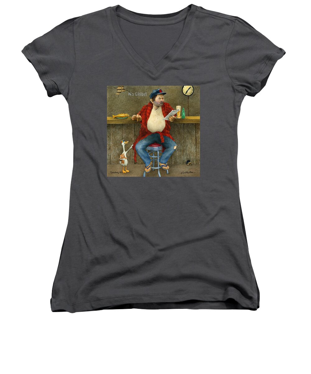 Will Bullas Women's V-Neck featuring the painting Parenting 101... #2 by Will Bullas