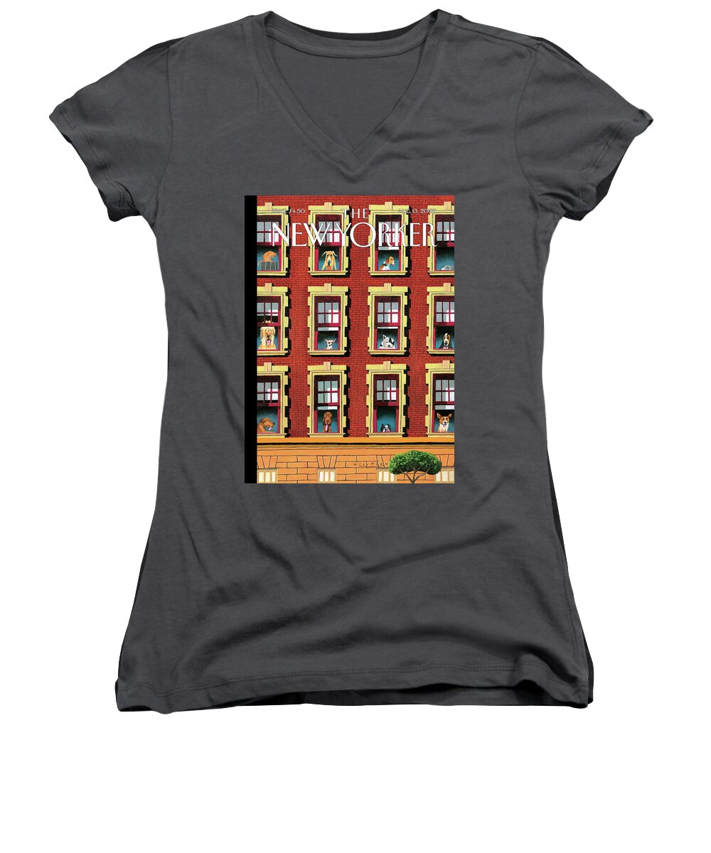 Hot Dogs Women's V-Neck featuring the painting Hot Dogs by Mark Ulriksen