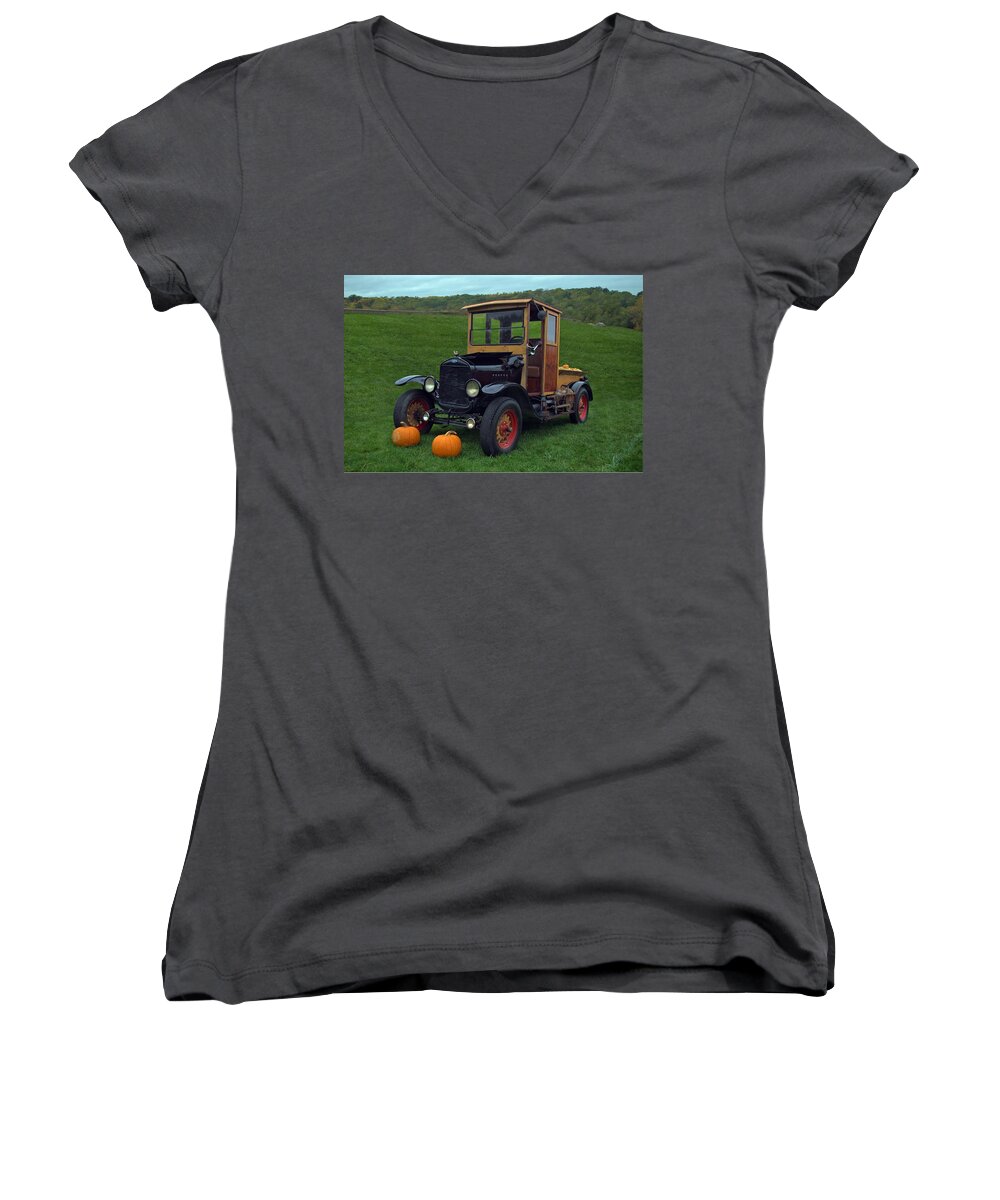 1922 Women's V-Neck featuring the photograph 1922 Ford Model T Truck by Tim McCullough
