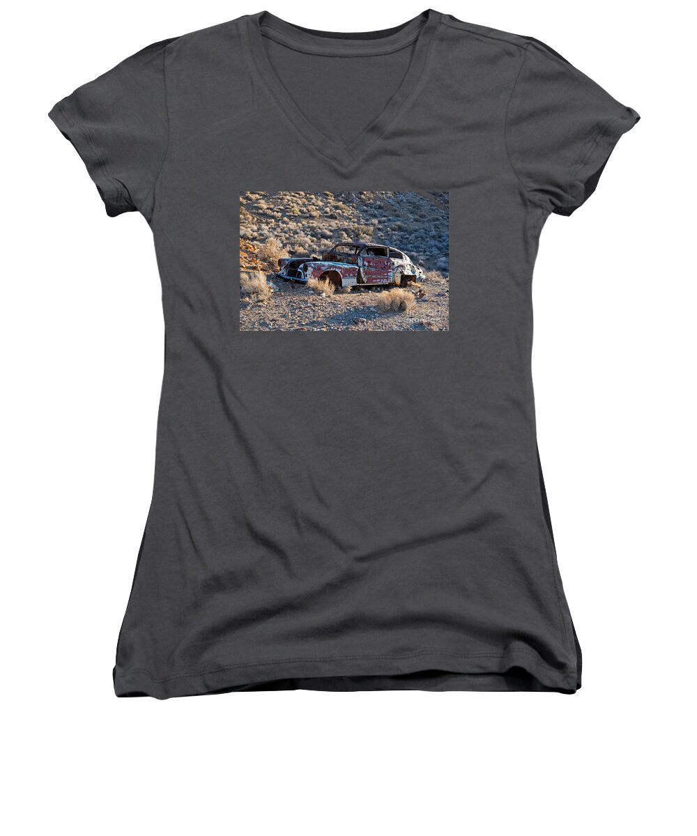 Aguereberry Camp Women's V-Neck featuring the photograph Aguereberry Camp Death Valley National Park #2 by Fred Stearns