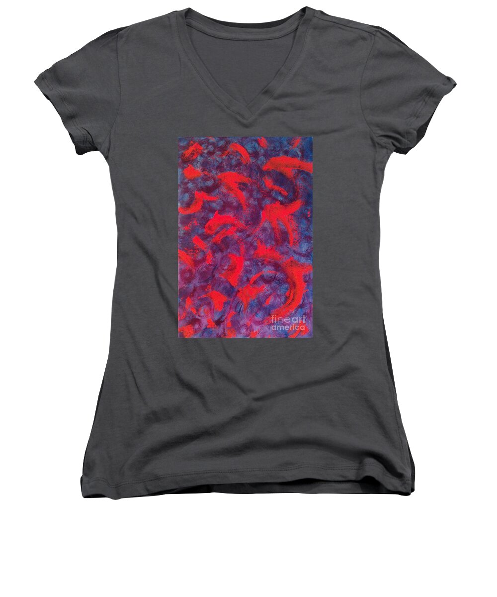 Koi Women's V-Neck featuring the painting koi #2 by Jacqueline McReynolds