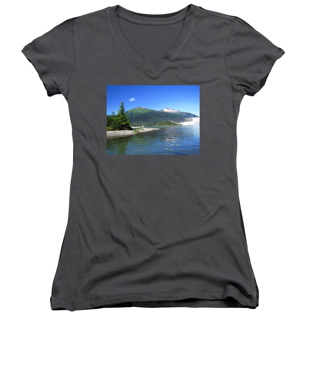 Mendenhall Glacier Women's V-Neck featuring the photograph Mendenhall Glacier #2 by Jennifer Wheatley Wolf