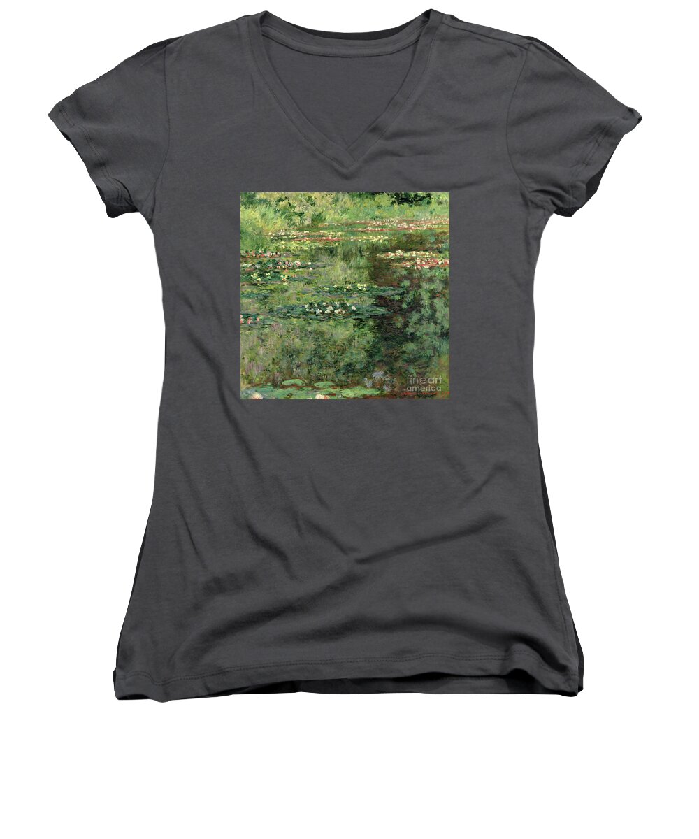Etang Aux Nympheas Women's V-Neck featuring the painting The Waterlily Pond by Claude Monet