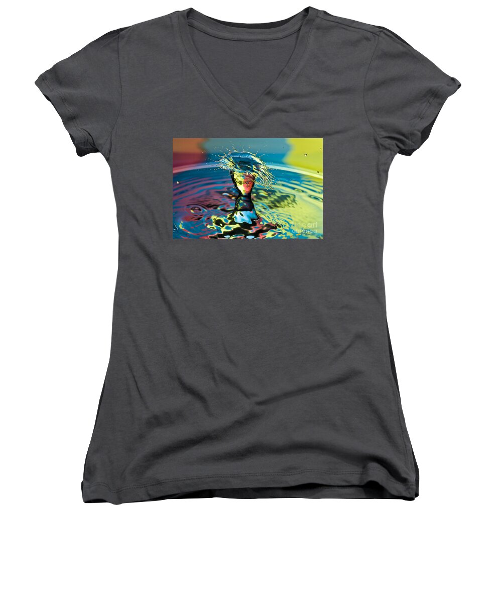 Splash Women's V-Neck featuring the photograph Water Splash Having a Bad Hair Day by Anthony Sacco