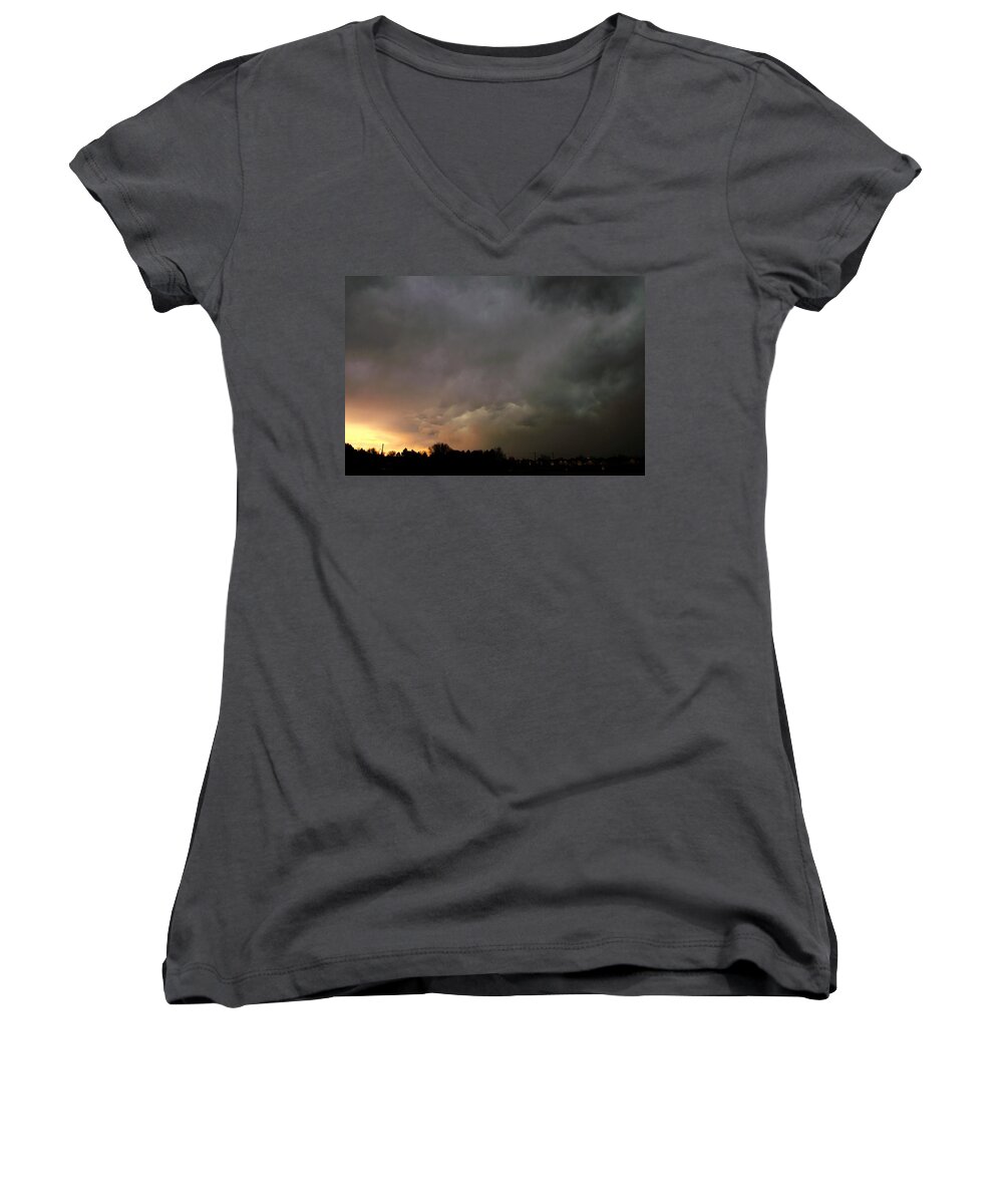 Stormscape Women's V-Neck featuring the photograph Let the Storm Season Begin #8 by NebraskaSC