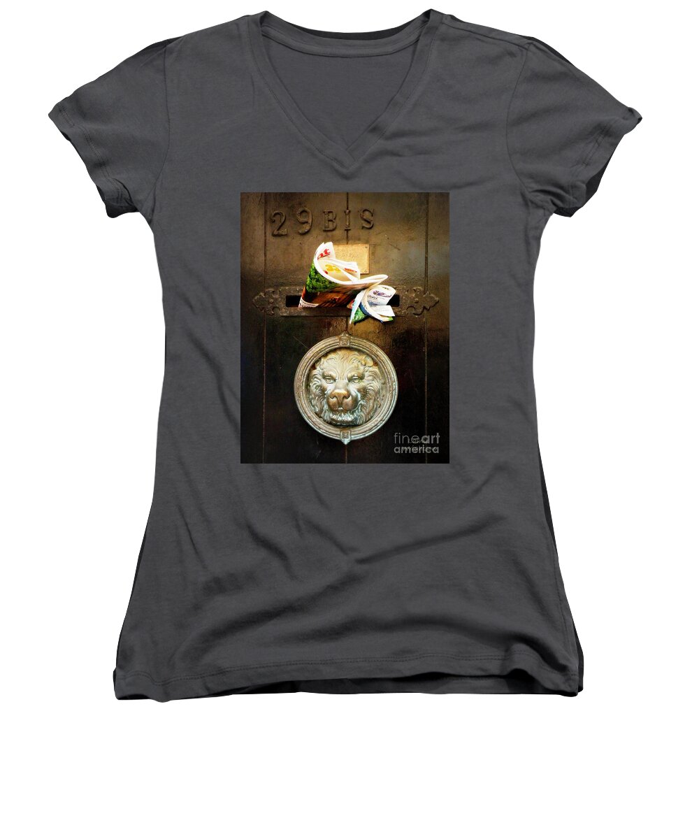 Door Women's V-Neck featuring the photograph 29 Bis by Lainie Wrightson