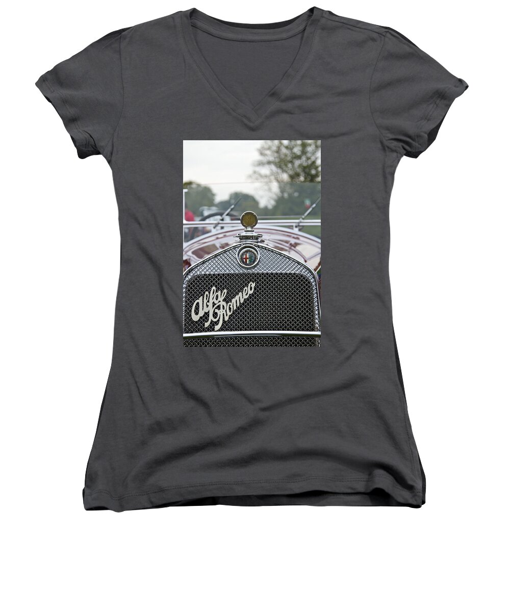 Antique Women's V-Neck featuring the photograph 1931 Alfa Romeo #3 by Jack R Perry