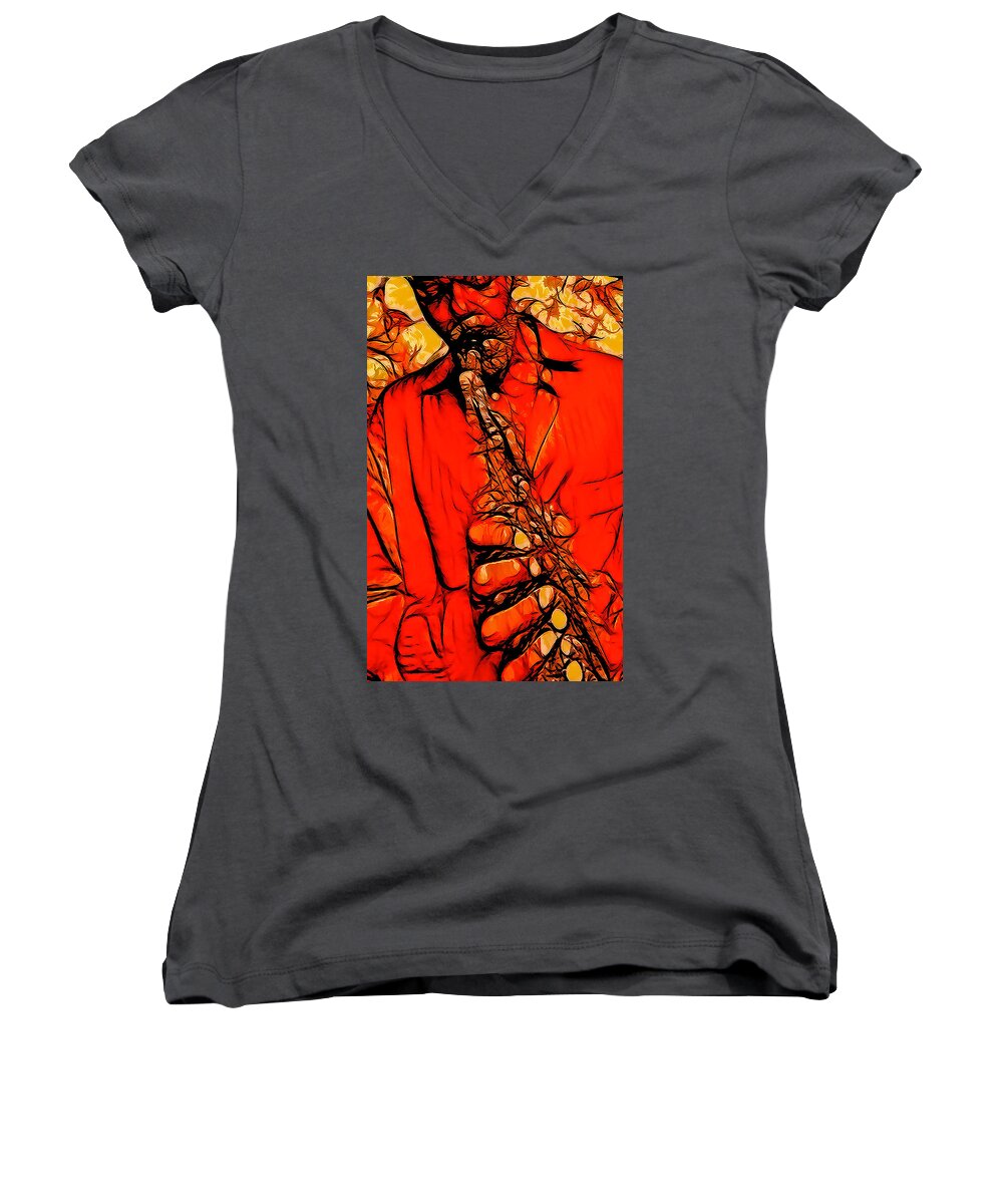 Music Women's V-Neck featuring the digital art Alto At Its Best #3 by Terry Fiala