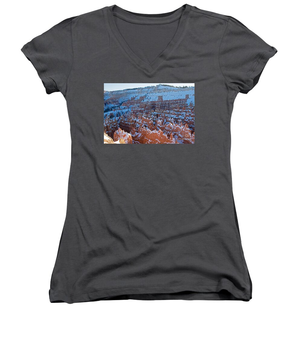 Bryce Canyon Women's V-Neck featuring the photograph Sunset Point Bryce Canyon National Park #3 by Fred Stearns