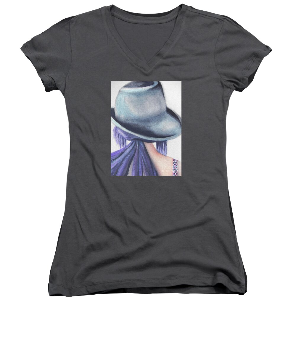 Fine Art Painting Women's V-Neck featuring the painting What Lies Ahead Series #5 by Chrisann Ellis