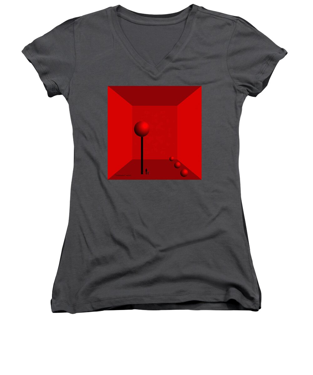 980 Women's V-Neck featuring the painting 980 -  For Ever Trapped by Irmgard Schoendorf Welch