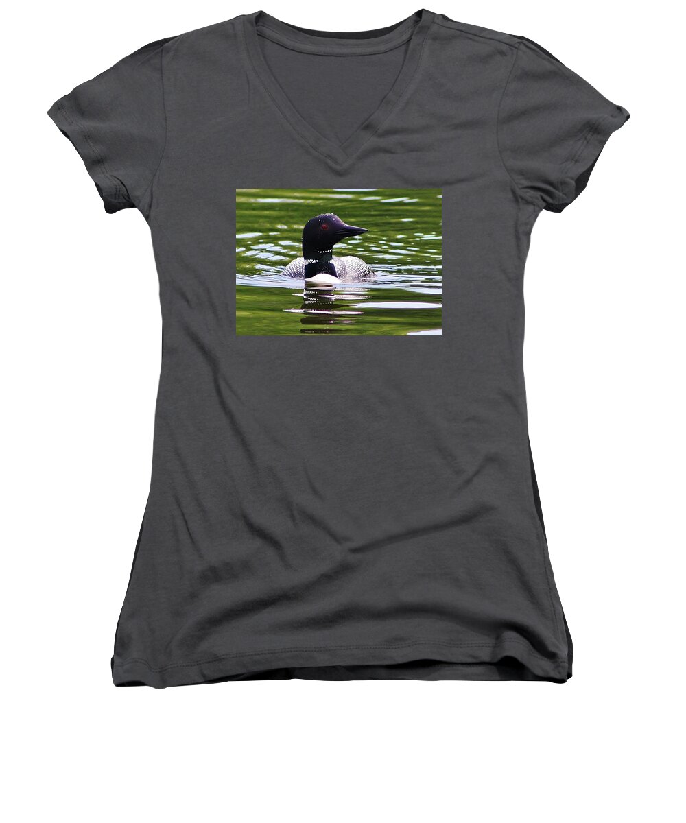 Loon Women's V-Neck featuring the photograph A Bit of Serenity by Bruce Bley