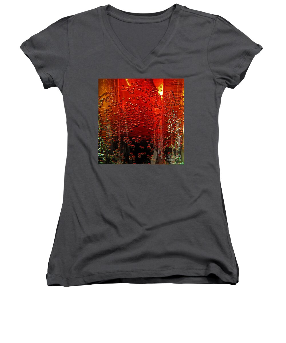 Bubbles Women's V-Neck featuring the photograph A bit of the bubbly  Pepsi by Debbie Portwood