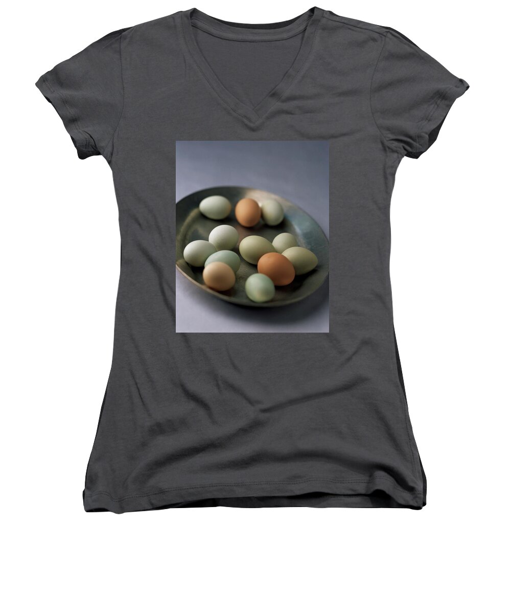 Cooking Women's V-Neck featuring the photograph A Bowl Of Eggs by Romulo Yanes