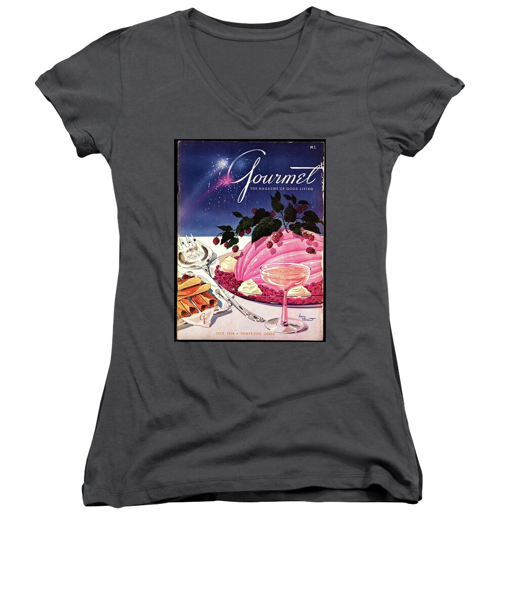 Illustration Women's V-Neck featuring the photograph A Gourmet Cover Of Mousse by Henry Stahlhut