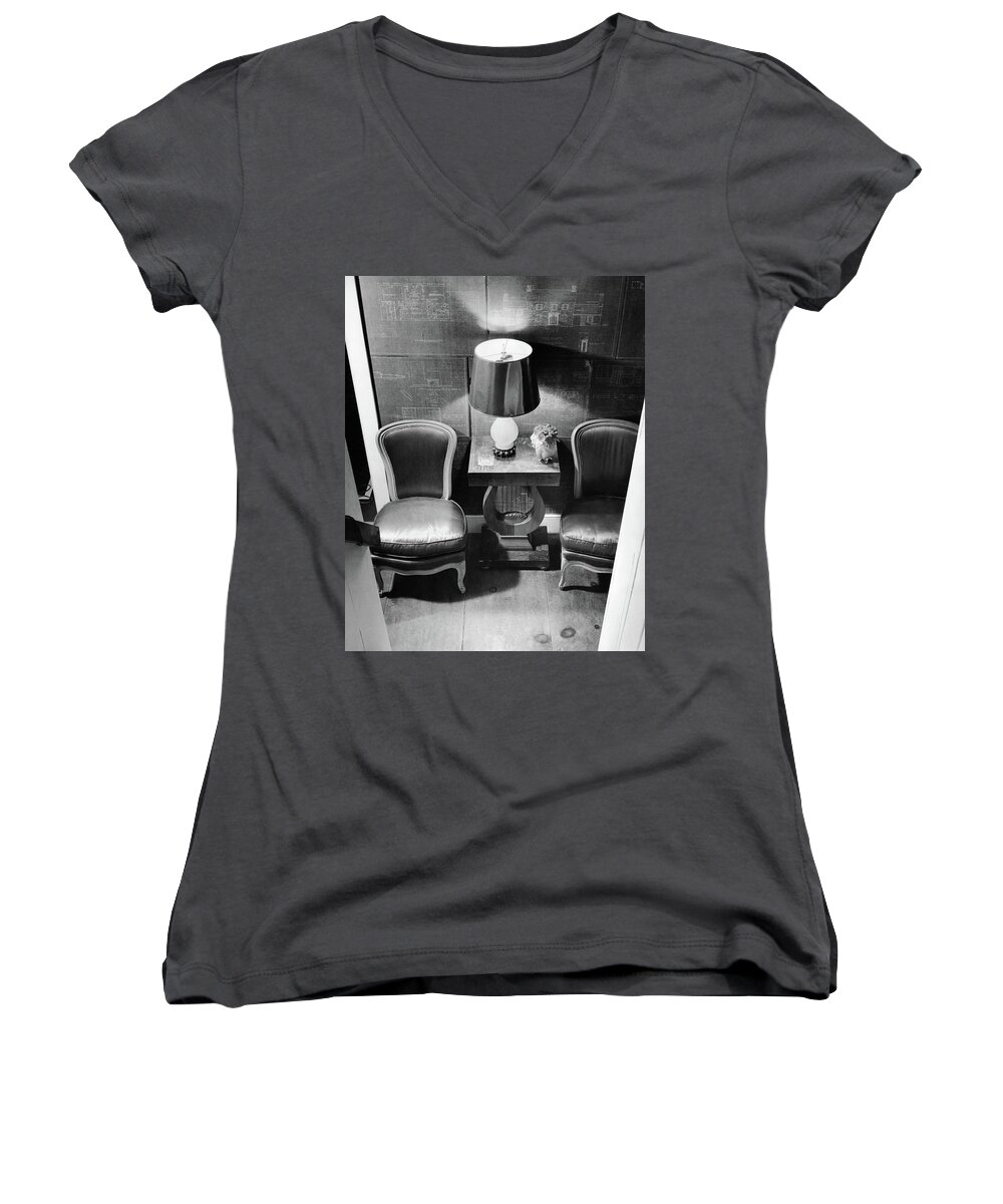 Interior Women's V-Neck featuring the photograph A Hallway With Blueprints by Jacob Lofman