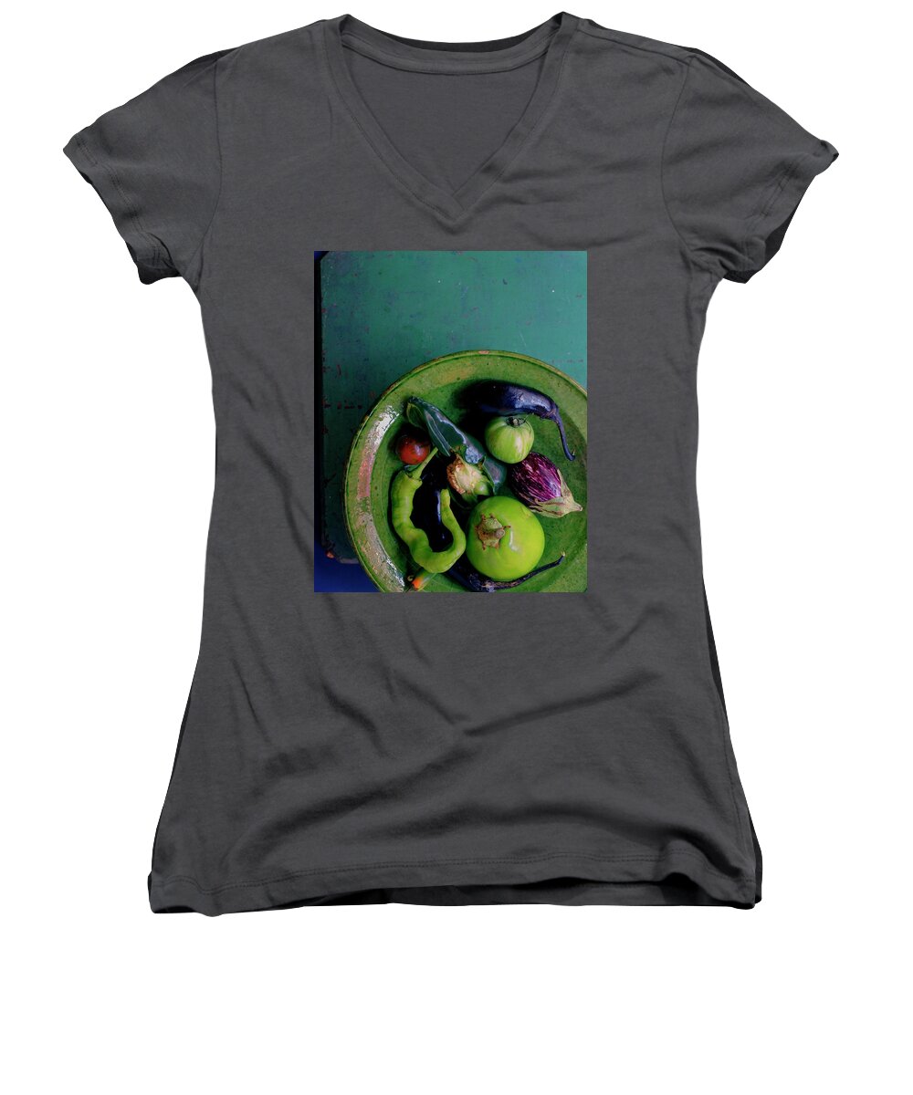Fruits Women's V-Neck featuring the photograph A Plate Of Vegetables by Romulo Yanes