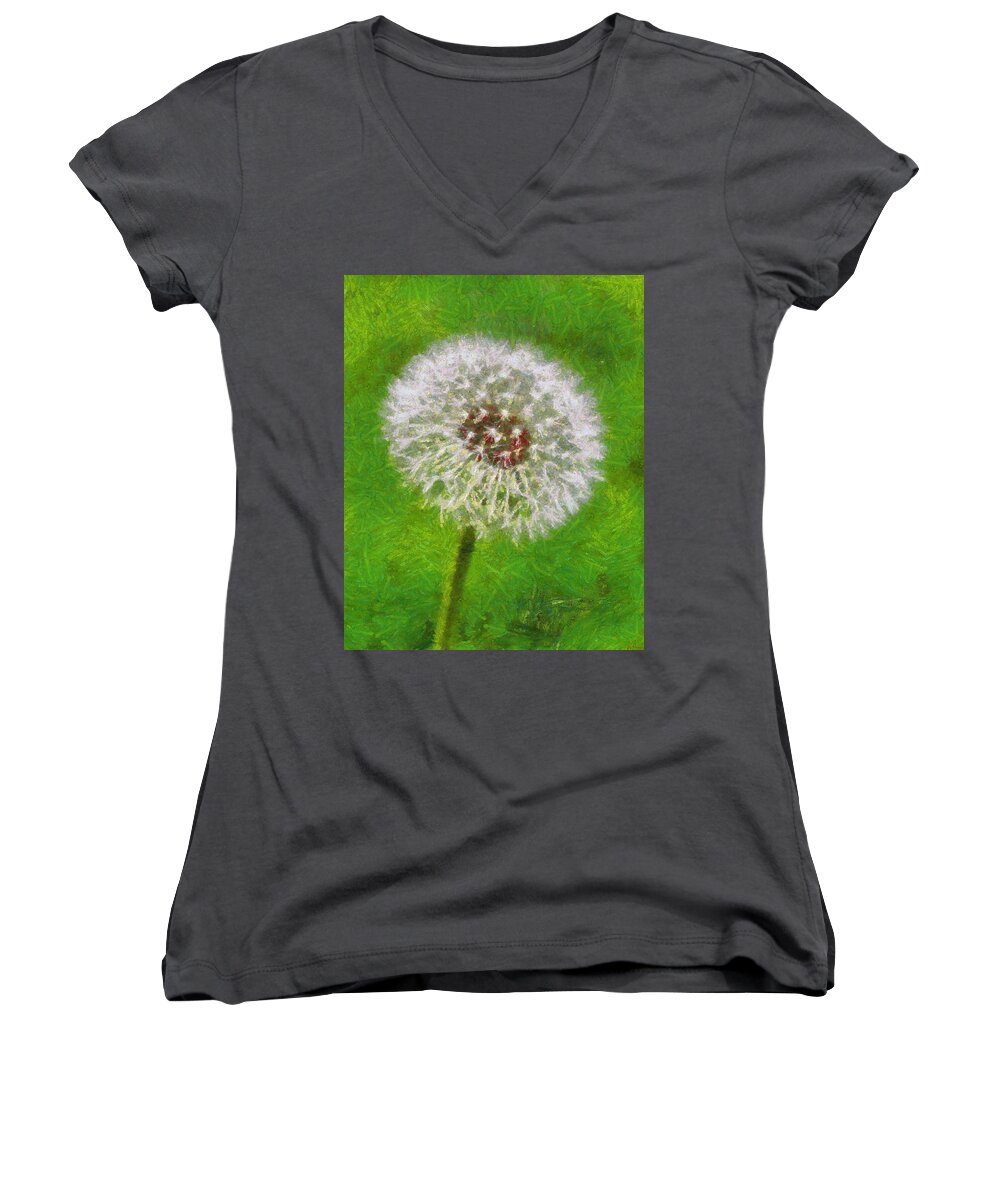 Www.themidnightstreets.net Women's V-Neck featuring the painting A Simple Beauty by Joe Misrasi