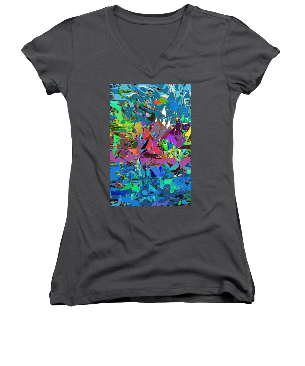 Fine Art Women's V-Neck featuring the digital art Abstract 011515 by David Lane