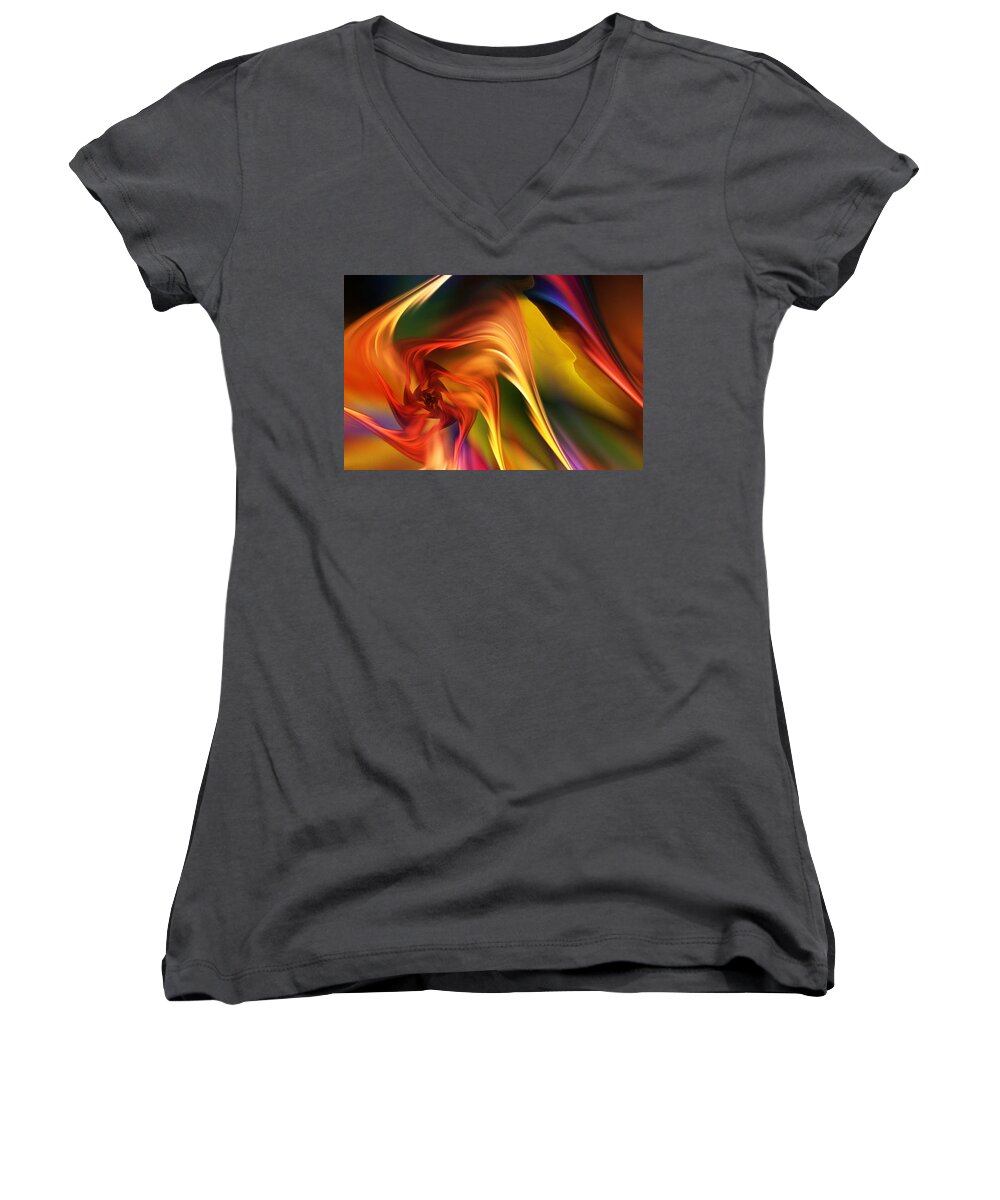Fine Art Women's V-Neck featuring the digital art Abstract 031814 by David Lane