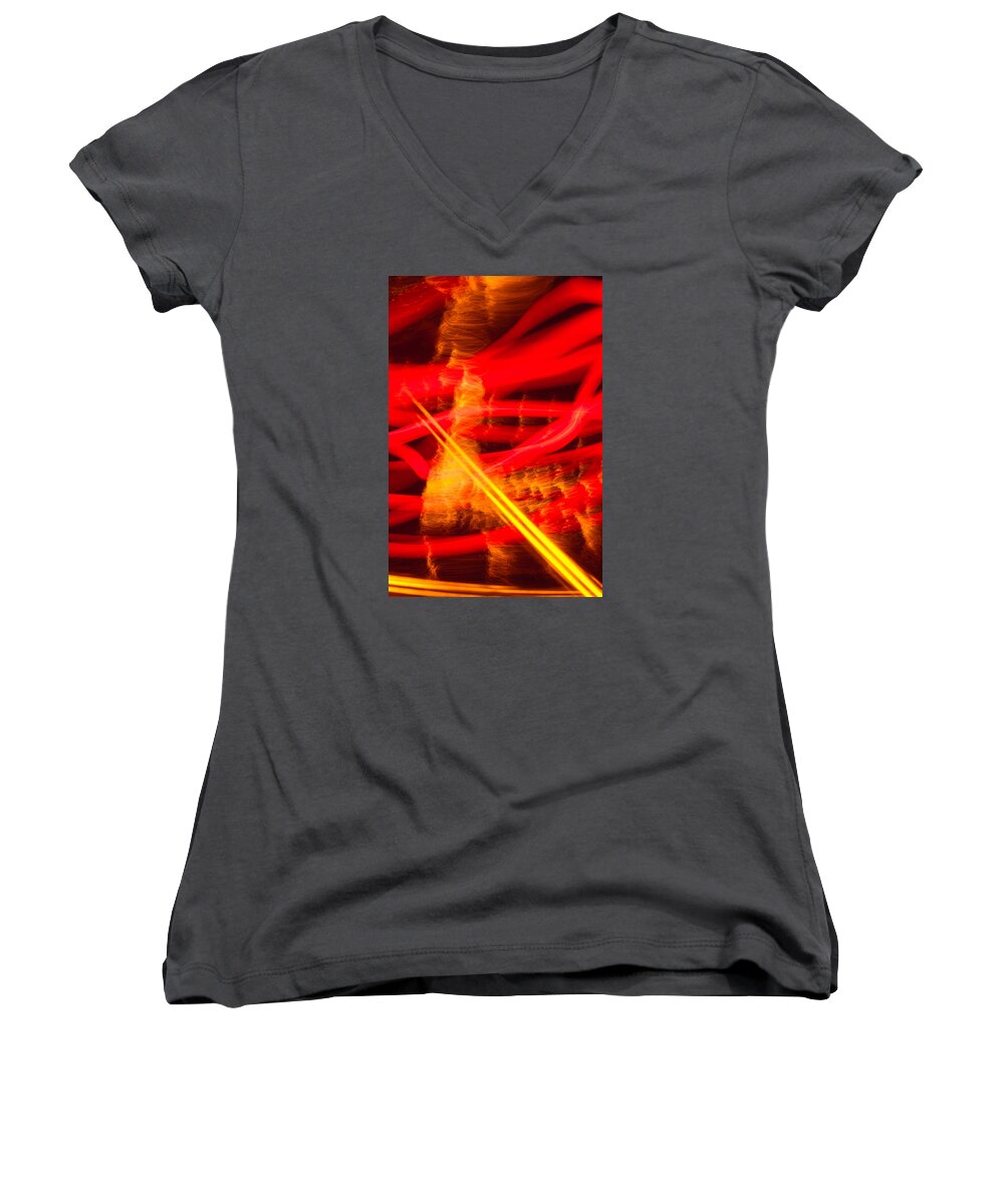 Photographic Light Painting Women's V-Neck featuring the photograph Abstract 18 by Steve DaPonte