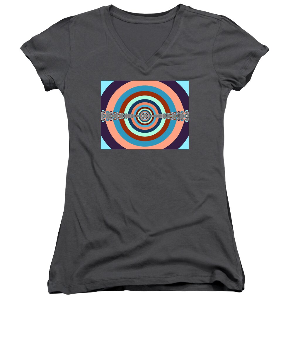 Pattern Canvas Prints Women's V-Neck featuring the digital art Abstract Dart Board by Ester McGuire