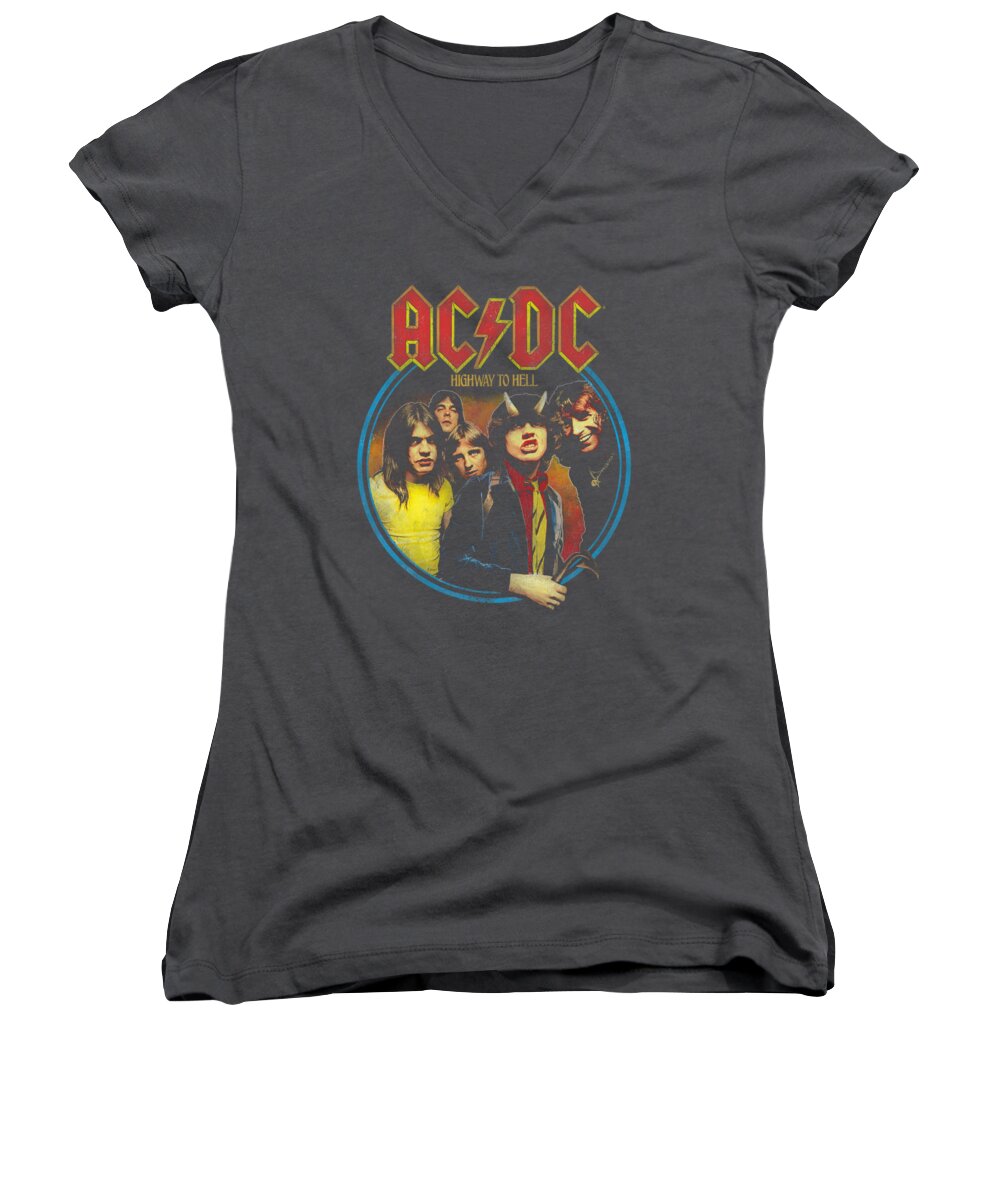 Music Women's V-Neck featuring the digital art Acdc - Highway To Hell by Brand A