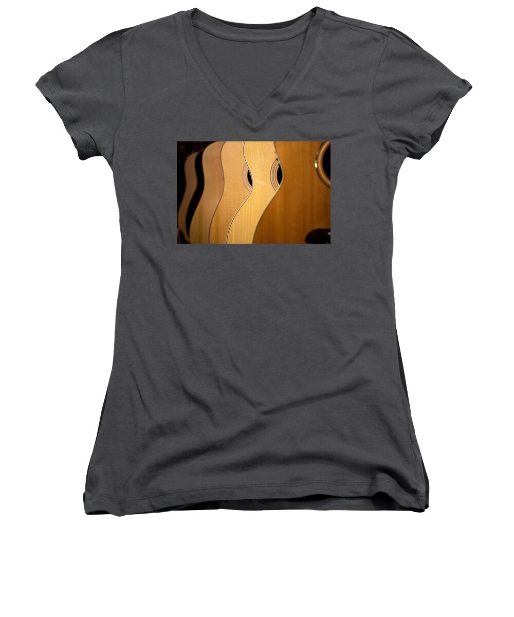 Acoustic Women's V-Neck featuring the photograph Acoustic Design by John Rivera