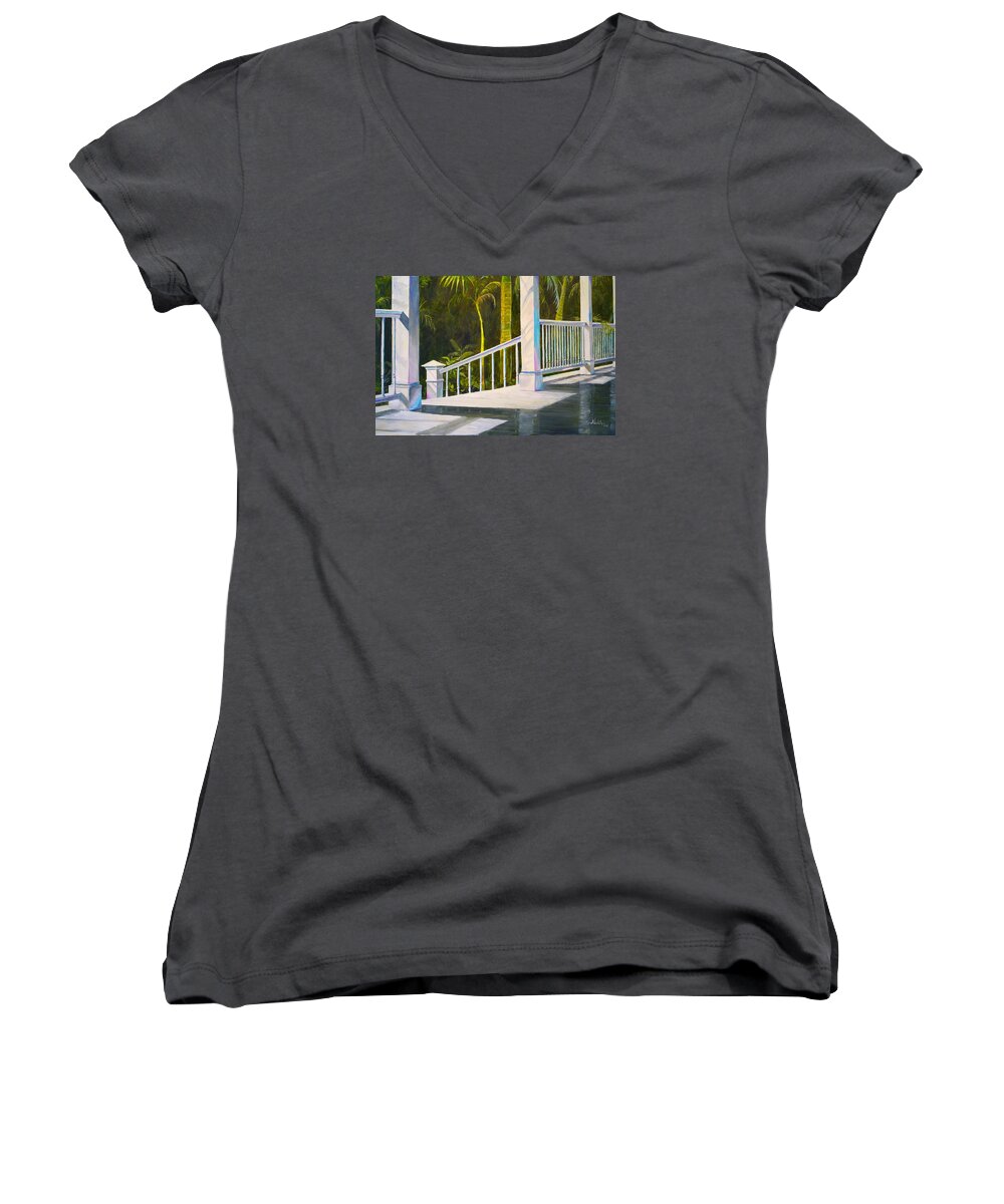 Porch Women's V-Neck featuring the painting After the Rain by Alan Lakin