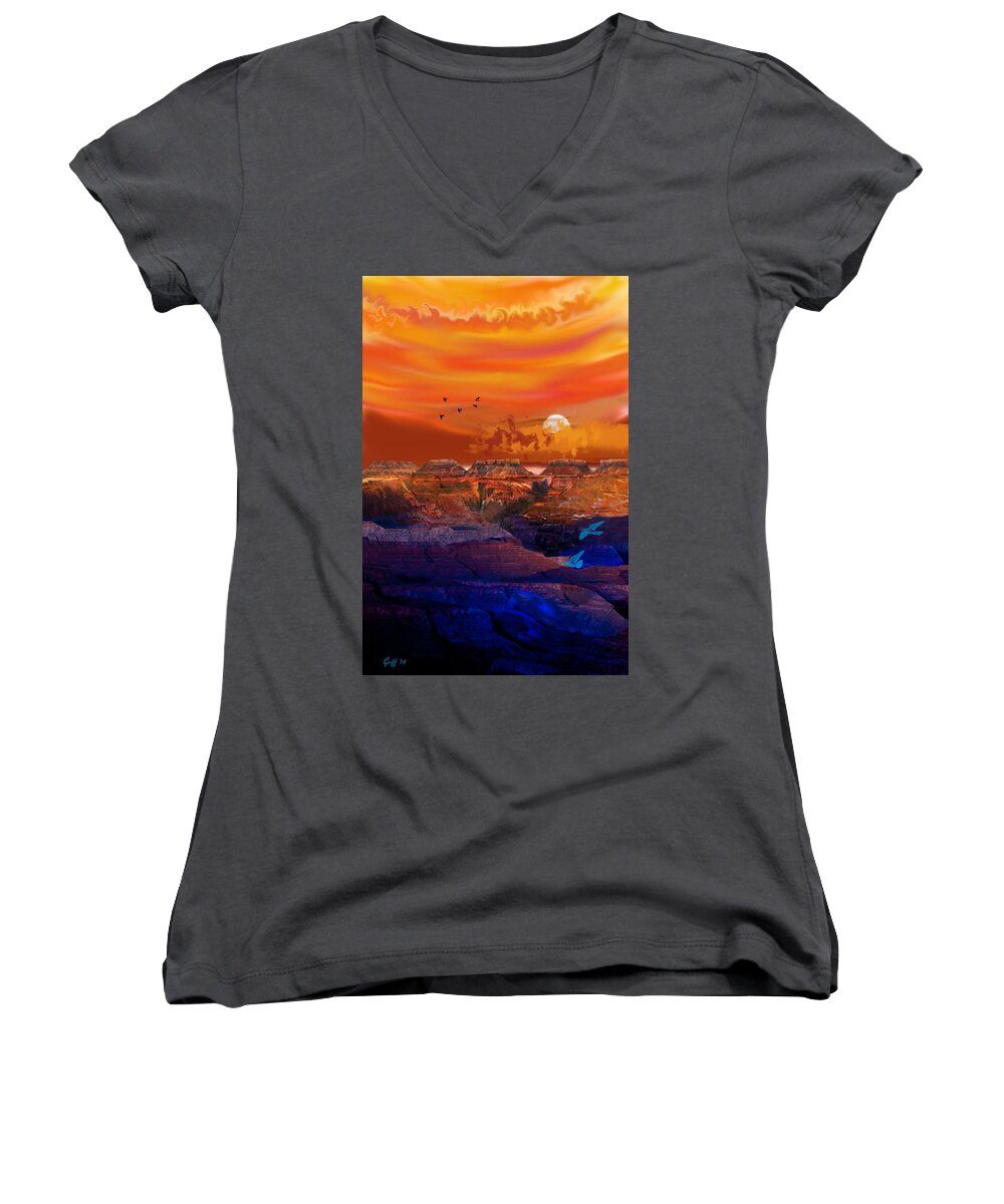 Grand Canyon Women's V-Neck featuring the digital art After the Storm by J Griff Griffin