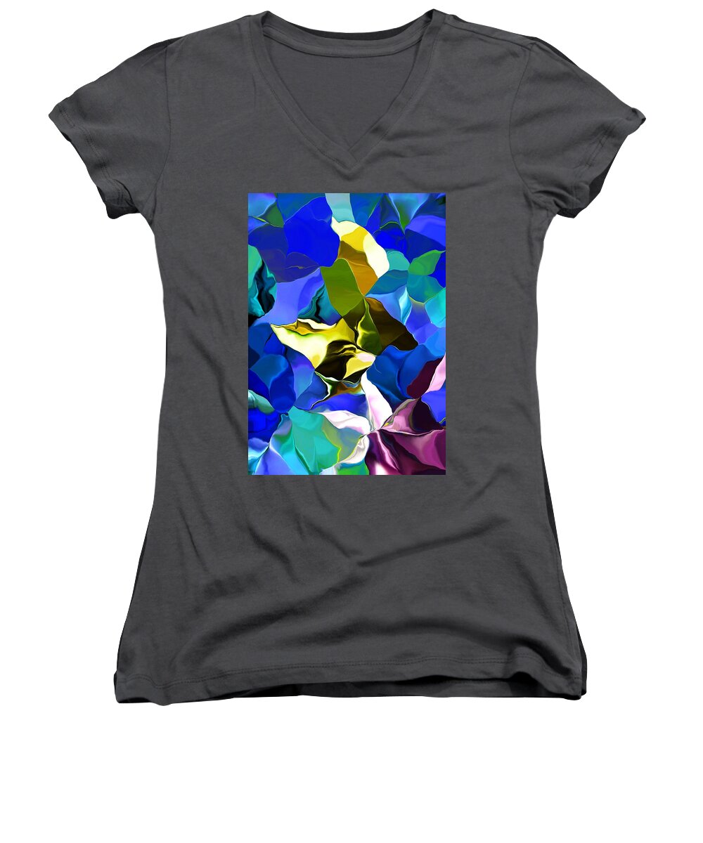 Fine Art Women's V-Neck featuring the digital art Afternoon Doodle 020215 by David Lane