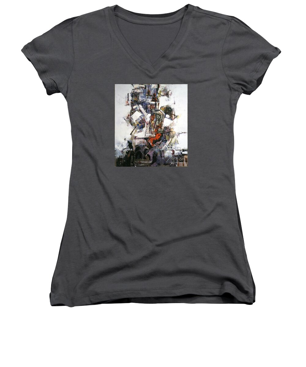 Oils Women's V-Neck featuring the painting Agnus Dei by Ritchard Rodriguez