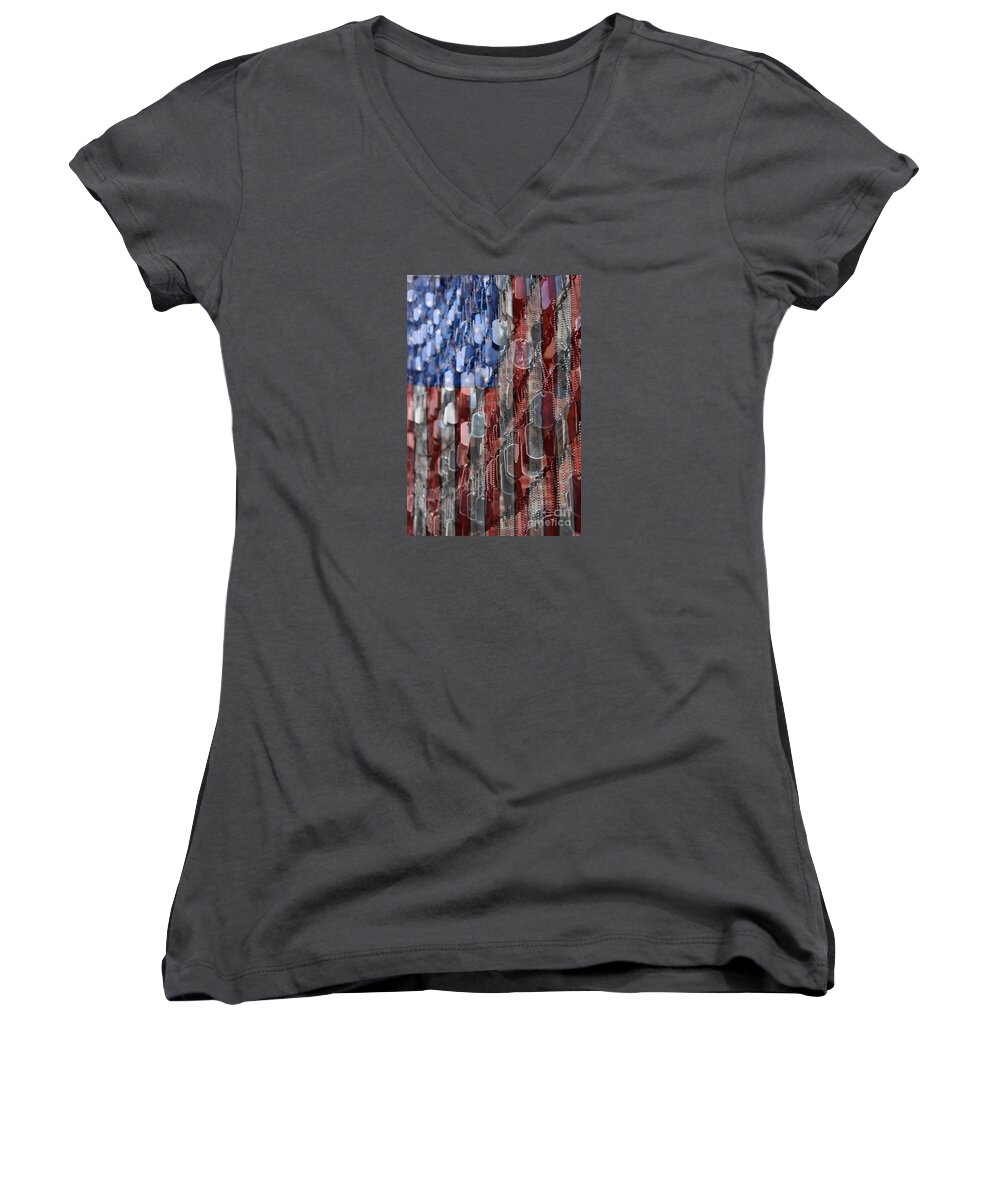 Patriotic Women's V-Neck featuring the photograph American Sacrifice by DJ Florek