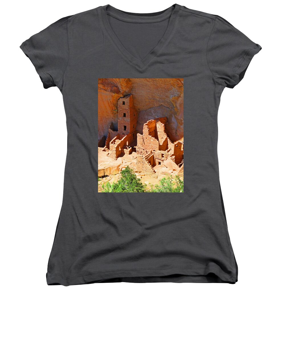 Ancient Women's V-Neck featuring the photograph Ancient Dwelling by Alan Socolik