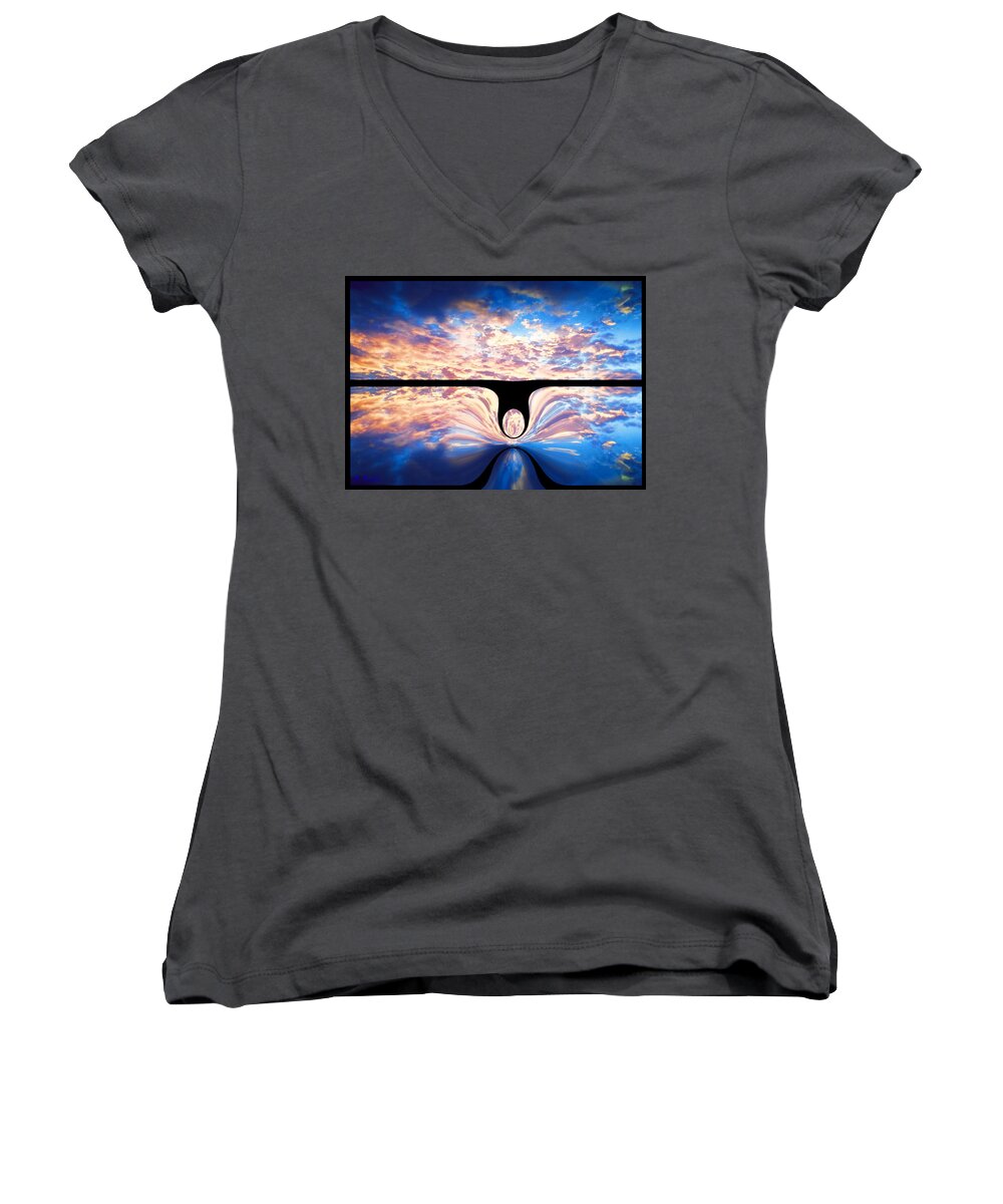 Angel Women's V-Neck featuring the digital art Angel In The Sky by Alec Drake