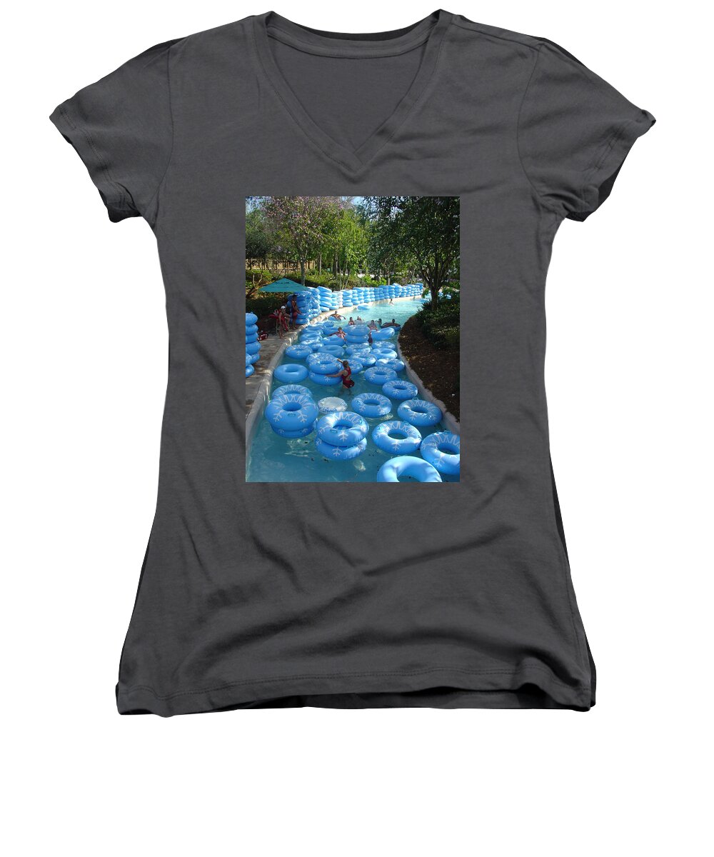 Blizzard Beach Women's V-Neck featuring the photograph Any Spare Tubes by David Nicholls