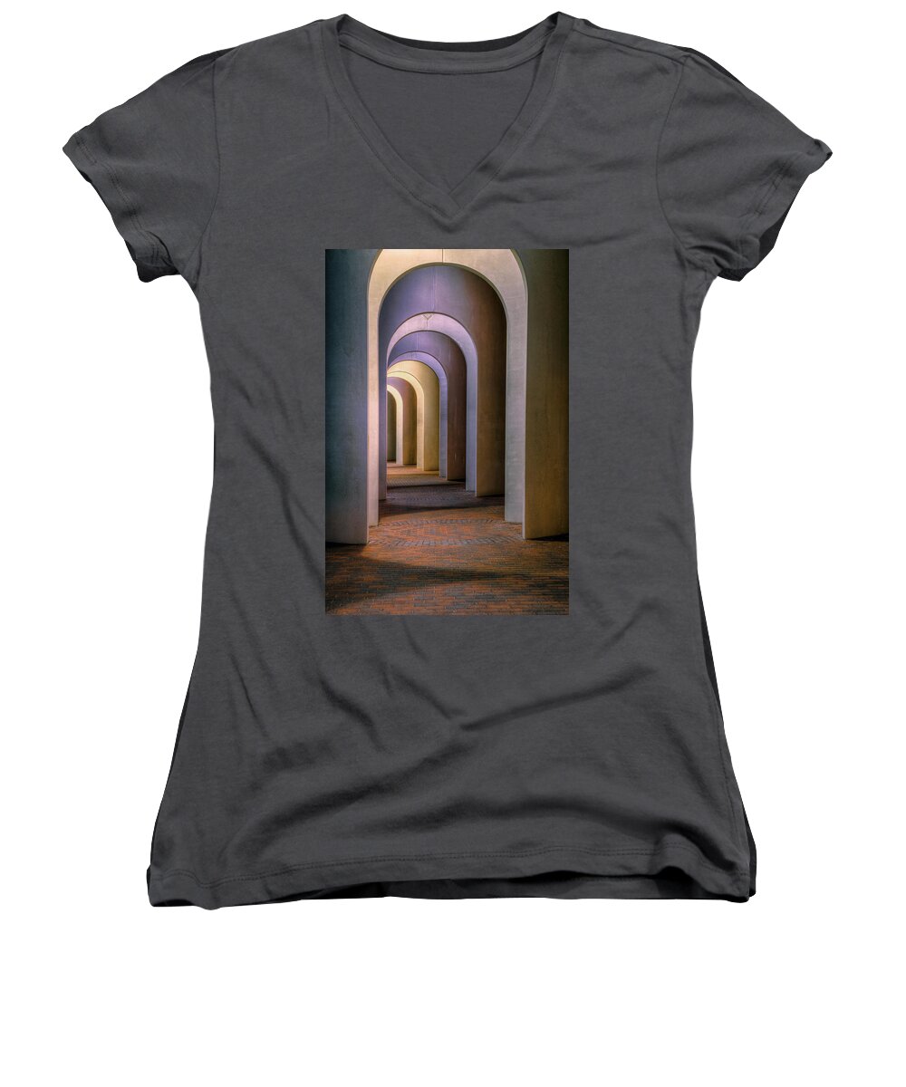Arches Women's V-Neck featuring the photograph Arches of the Ferguson Center by Jerry Gammon