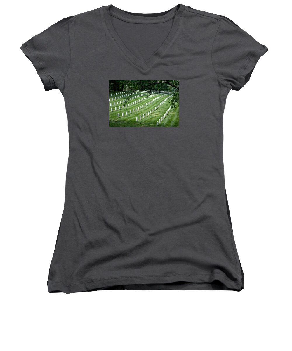 Washington D.c. Women's V-Neck featuring the photograph Arlington National Cemetery by Tim Stanley