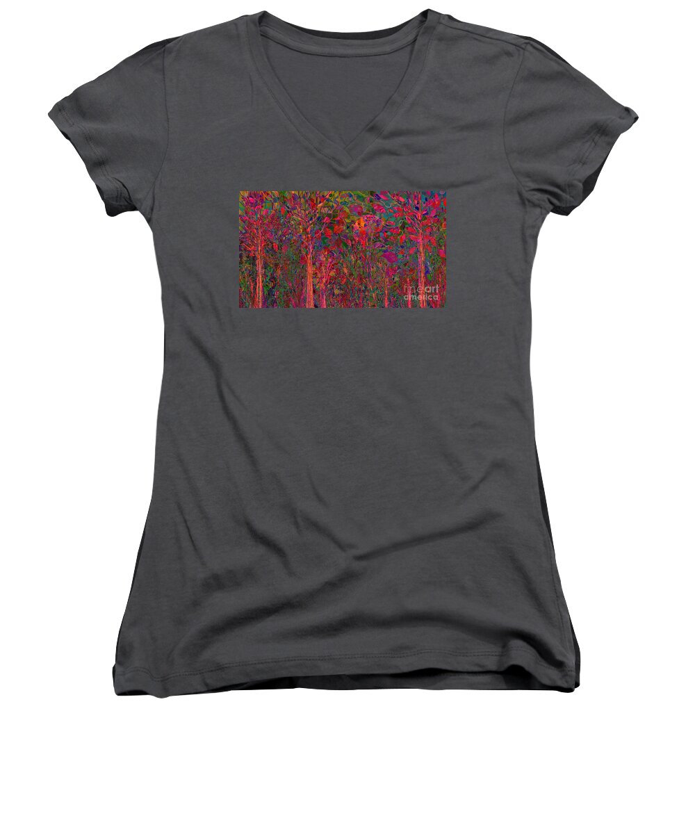 Abstract Women's V-Neck featuring the digital art August Moon by Mary Eichert